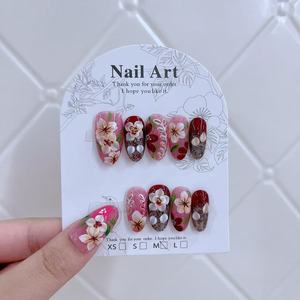 <span class=keywords><strong>Uñas</strong></span> <span class=keywords><strong>Postizas</strong></span> Hechas a Mano, Diseño Francés de Verano, <span class=keywords><strong>Uñas</strong></span> <span class=keywords><strong>Postizas</strong></span> de Lujo con Flores 3D, <span class=keywords><strong>Uñas</strong></span> Adhesivas Reutilizables para Venta al por Mayor - Product Image 3