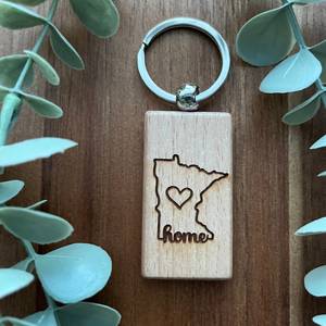 Llaveros de madera personalizados <span class=keywords><strong>Minnesota</strong></span> grabados con láser - Product Image 2