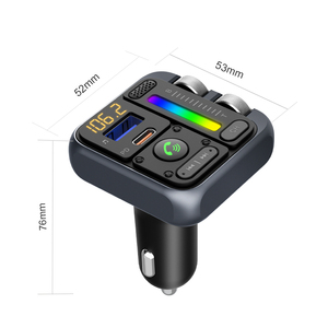 Chargeur de voiture MT04A avec barre lumineuse LED, PD 45W, QC 3.0, radio FM sans fil, basses et aigus, BT 5.3, WAV <span class=keywords><strong>MP3</strong></span>, charge rapide - Product Image 1