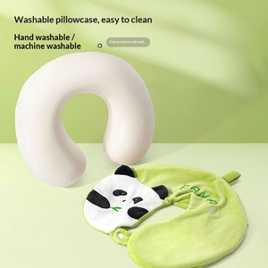 Almohada Ligera en Forma <span class=keywords><strong>de</strong></span> U <span class=keywords><strong>de</strong></span> Espuma Viscoelástica con Dibujo <span class=keywords><strong>de</strong></span> Panda Adorable para Estudiantes y Viajeros, Soporte para el Cuello, Alivio del Estrés, Desmontable y Lavable - Product Image 4
