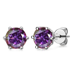 Boucles d'oreilles clous en moissanite 1 carat VVS1 en argent sterling 925 avec certificat GRA, testées au diamant, classiques à 4 griffes, bijoux hip-hop - Product Image 4