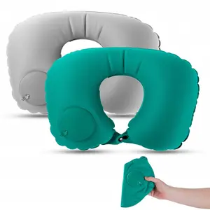 कारखाने की आपूर्ति प्रीमियम हवा गर्दन तकिया कस्टम लोगो पोर्टेबल तकिया ऑटो प्रेस पंप Inflatable यात्रा तकिया के लिए यात्रा