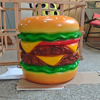 Levensgroot Hamburgermodel Harsen Sculptuur Feeën Muziek Gloeiende Wandlamp Hangend voor Bakkerij Etalage