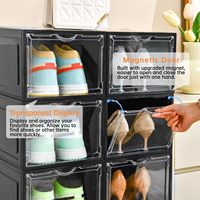 Organisateur de chaussures Hangyue amélioré, design européen, très grand, lot de 12 boîtes à chaussures empilables en plastique transparent, ouverture frontale, convient aux pointures américaines