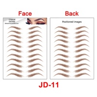 Autocollants de tatouage pour sourcils temporaires pour femmes, imitation réaliste naturelle 3D/4D/6D, maquillage du visage et du corps, noir et brun, vente en gros 2021