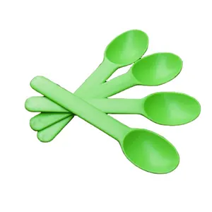 卢拉热卖定制标志绿色可生物降解一次性酸奶勺