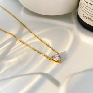 18K mạ vàng thép không gỉ Vòng cổ joyas de acero inoxidable <span class=keywords><strong>AL</strong></span> por thị trưởng hình trái tim Zircon Mặt dây chuyền vòng cổ - Product Image 2