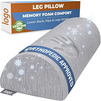 Coussin de jambe demi-lune ergonomique en mousse à mémoire de forme rafraîchissante avec housse amovible en bambou et coton pour dormeurs sur le dos et sur le côté