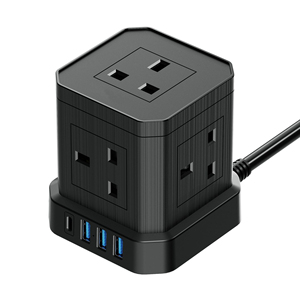 <strong>USB</strong> C Cube <strong>Extension</strong> <strong>Lead</strong> 5 Way Cube Power Strip with 4 <strong>USB</strong> Slots Multi Plug <strong>Extension</strong> - Product Image 1