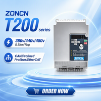 Inverter VFD AC Tiga Fasa ZONCN T200 Berkualitas Tinggi 380V 3.7kw 5.5kw 7.5kw Kontrol Vektor