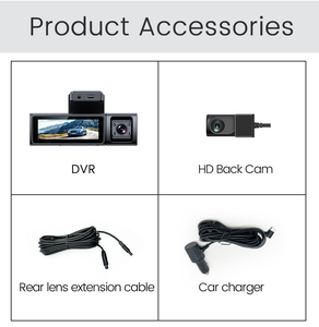 Triple <b>Camera</b> Dash <b>Camera</b> <b>Night</b> <b>Vision</b> IR Light Front Rear Cabin Recorder Type C Car DVR - Product Image 5