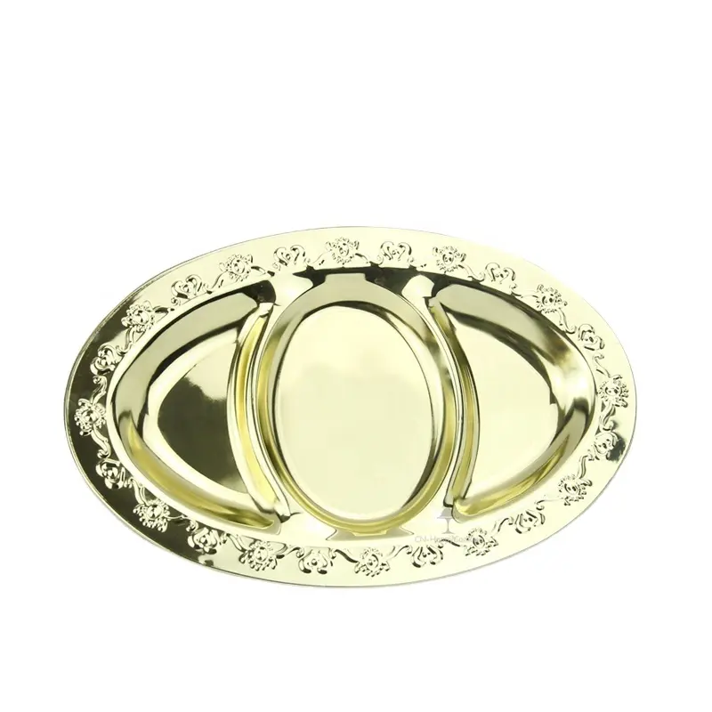 Characteristics of gold food tray with compartment stainless steel platter