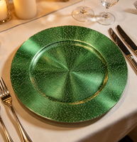 Assiettes de présentation de luxe en PP texturé à pois dorés de 13 pouces pour mariages et événements