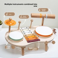 Children Wooden Percussion Instrument Set Early Montessori Childhood Education Music Toys Including Xylophone Clappers Hand
