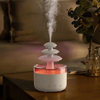 Humidificateur électrique moderne à trois couches en forme de nuage de pluie avec diffuseur d'aromathérapie LED 7 couleurs