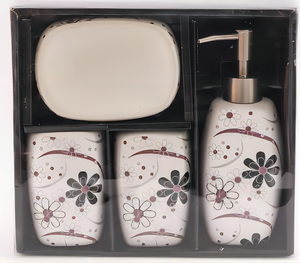 <span class=keywords><strong>Fiore</strong></span> nordico Vintage dipinto a mano in ceramica 4 pezzi Set da bagno per la casa articolo accessibile - Product Image 1