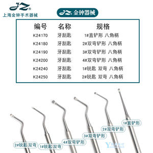 Raspadores Dentales Jinzhong de Shanghái, Instrumentos Quirúrgicos Manuales para Uso General, Color Plateado - Product Image 5