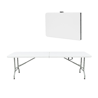 Table de repas pliable en plastique Z244 pour l'extérieur, 2,4 m, usage domestique et professionnel, table de repas pliable moderne et simple, 8 pieds