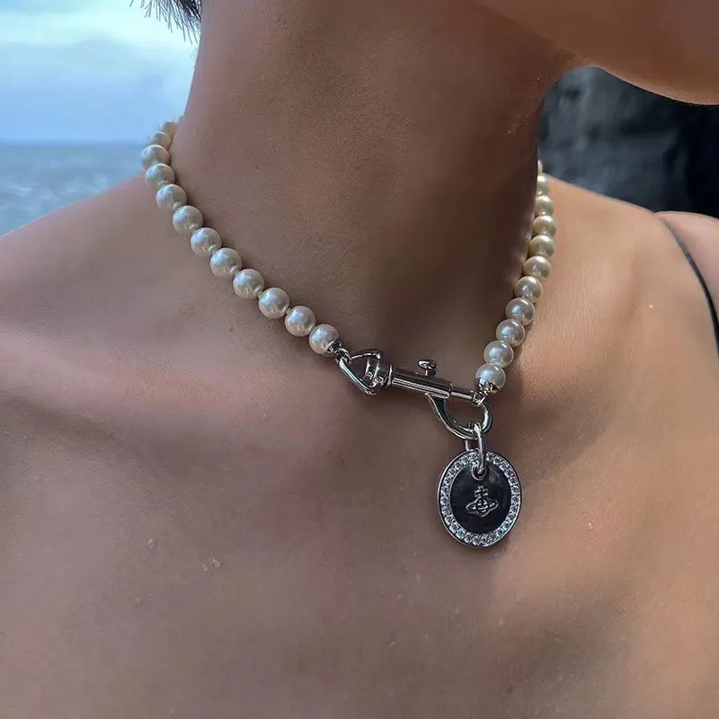 Collana di perle personalizzate in acciaio inossidabile naturale acqua dolce 10mm per le donne