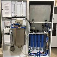 Distributeur Automatique 2-en-1 Intérieur/Extérieur à Monnayeur d'Eau par Osmose Inverse et de Glaçons avec Emballage en Verre pour Boissons