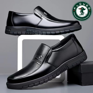 Plover Men's Genuine Leather Loafers Round Toe Anti Slip Office <b>Dress</b> Shoes - Product Image 3