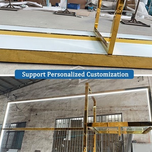 Cao cấp tùy chỉnh bán buôn vải cửa hàng hiển thị Kệ nhiệm vụ nặng nề vải giá vàng quần áo giá với ánh sáng dẫn - Product Image 6