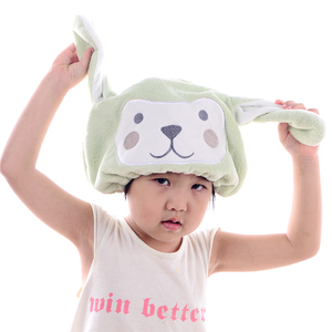 Chapeau en velours corail ultra absorbant lapin de dessin animé pour enfants - Product Image 3