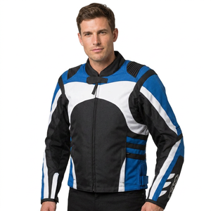 Men's Full Sleeve PU Motorcycle Jacket Color Blocked Windproof All Seasons Racing Wear - Product Image 1