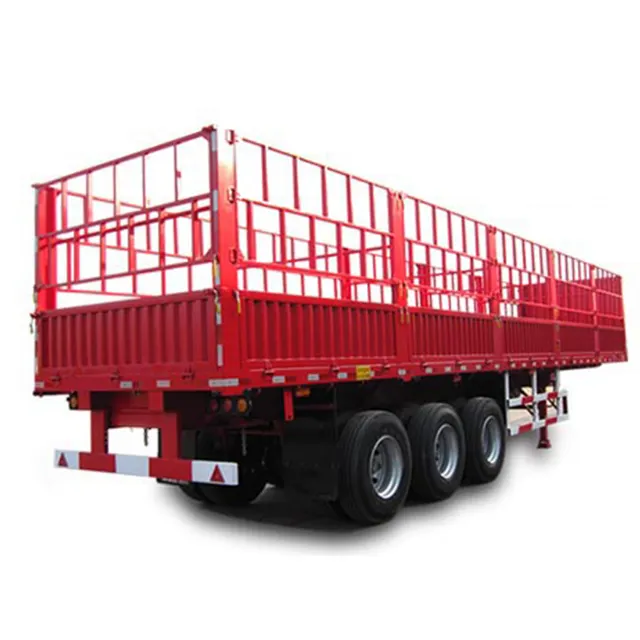 Color customized 3 Axle Cargo Container Transportation Fence Semi Trailer