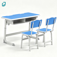 Ensemble Chaise et Table d'Écolier Double Réglable en Hauteur, Mobilier de Classe avec Rangement pour Étudiants, Idéal pour Projets Scolaires