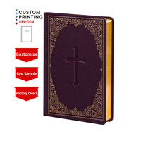 Vente en gros de Bibles personnalisées en cuir à couverture rigide avec bords dorés, impression personnalisée en gros, nouveau design, OEM
