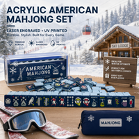 Ensemble de Mahjong de Luxe Américain 160 Tuiles Acryliques Gravées Double Face Écologique Pliable Portable pour le Marché Américain et le Divertissement