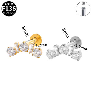 <b>Titanium</b> Alloy Ear Studs With Zircon Prong Setting Unisex Fashion Jewelry For Gift - Product Image 5