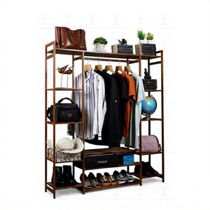 Modern Wood Standing <b>Wardrobe</b> Rack <b>With</b> Five Layers Multifunctional <b>Storage</b> For Clothing <b>Shoes</b> And Accessories - Product Image 2