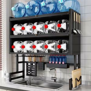Metal Double-Layer Kitchen Storage Rack Above <b>Sink</b> Drain for Dishes and Tableware Multi-layer <b>Cupboard</b> Organizer - Product Image 2