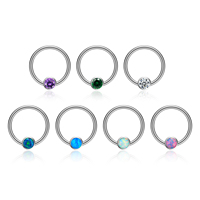 Anneau de piercing en titane G23 16G multicolore avec boule captive pour septum, nez, oreille, daith, hélix, tragus - Bijoux de corps