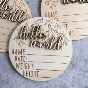 <span class=keywords><strong>Famille</strong></span> bienvenue à ange bébé bonjour monde en bois bébé annonce de naissance disque carte d'étape pour nouveau-né bébé Photos - Product Image 3