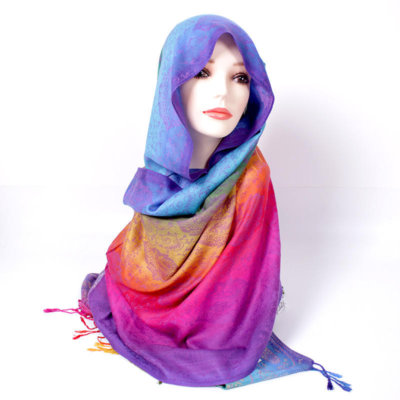 Lightweight Scarf Silk Rainbow Scarf 2023 Women's Rainbow Color