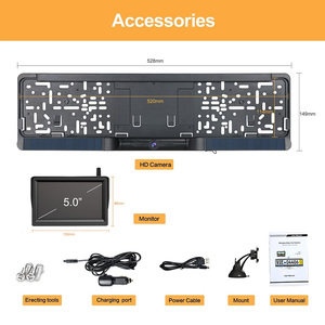 Xe không dây 4.3 inch năng lượng mặt trời đảo ngược Viện trợ Châu Âu tấm giấy phép khung 170 độ rộng phía sau xem <span class=keywords><strong>camera</strong></span> ẩn - Product Image 6