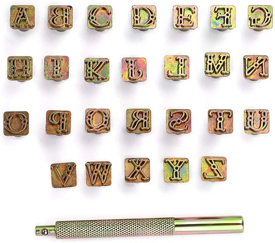Harfler damga seti 9.5mm alfabe damga alet takımı deri el sanatları damgalama araçları deri sanat el sanatları aracı