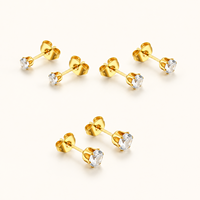 Boucles d'oreilles classiques minimalistes en acier inoxydable plaqué or 18 carats, hypoallergéniques, accessoires haut de gamme pour femmes, usine Kaishee