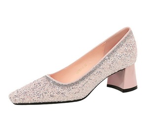 Zapatos de Mujer 2025, Nuevos con Lentejuelas y Pedrería, Punta Cuadrada, Tacón Grueso, Elegantes y con Estilo - Product Image 1