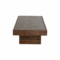 Table basse au design moderne et unique, alphabet A à Z, mobilier de maison, base en bois ancien, plateau en verre