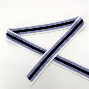 Custom Eco-friendly 98% Cotton 2% Spandex Stripe Rib Knit Collar Neckline Knit Rib