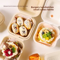 Boîte à mini-gâteaux et burgers surélevée en bagasse de canne à sucre, conteneur alimentaire compostable, boîte à clapet 100% biodégradable