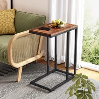 Table d'appoint moderne, Table basse, salon, chevet, chambre à coucher, support de nuit, canapé, Table d'appoint carrée, Cube étroit, bois, métal, forme c