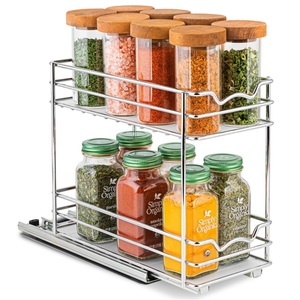 Home Kitchen Double-Layer Stainless Steel <b>Towel</b> Rack with Sliding <b>Rail</b> Detachable Storage Modern <b>Standing</b> Waterproof Design - Product Image 5