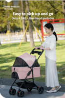 Poussette pour animaux de compagnie Petop, roues pivotantes à 360 degrés, imperméables, amortissantes, pliage rapide à une main, chariot de voyage portable pour chien et chat