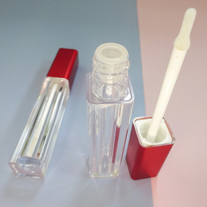 Shiny <b>Square</b> Thick Wall 6ML Red Top Clear Bottle Packaging Empty Lip Gloss Tubes <b>Plastic</b> Cosmetic Lipgloss <b>Container</b> - Product Image 5