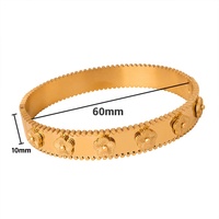 Bracelet jonc fleur en acier inoxydable plaqué or 18 carats, faible MOQ, prix usine, bijoux floraux classiques et simples pour la petite vente en gros